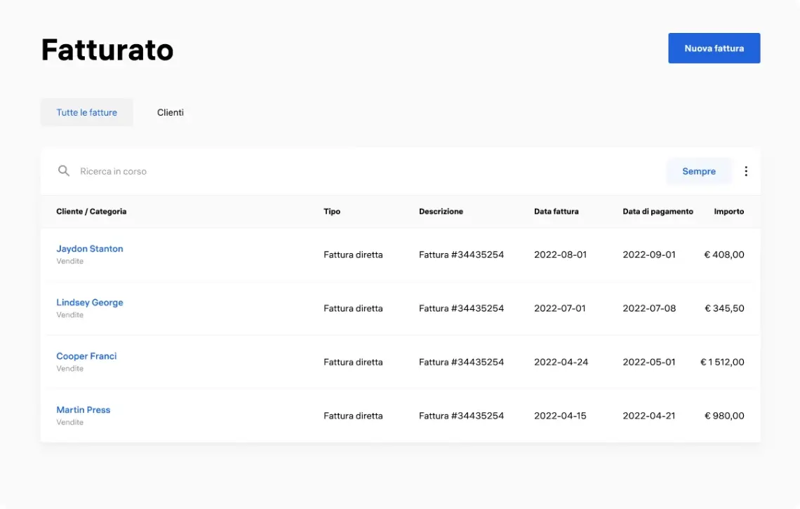 Image of invoices page